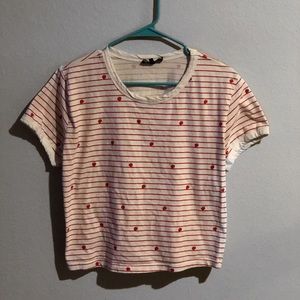 delicious strawberry striped crop top